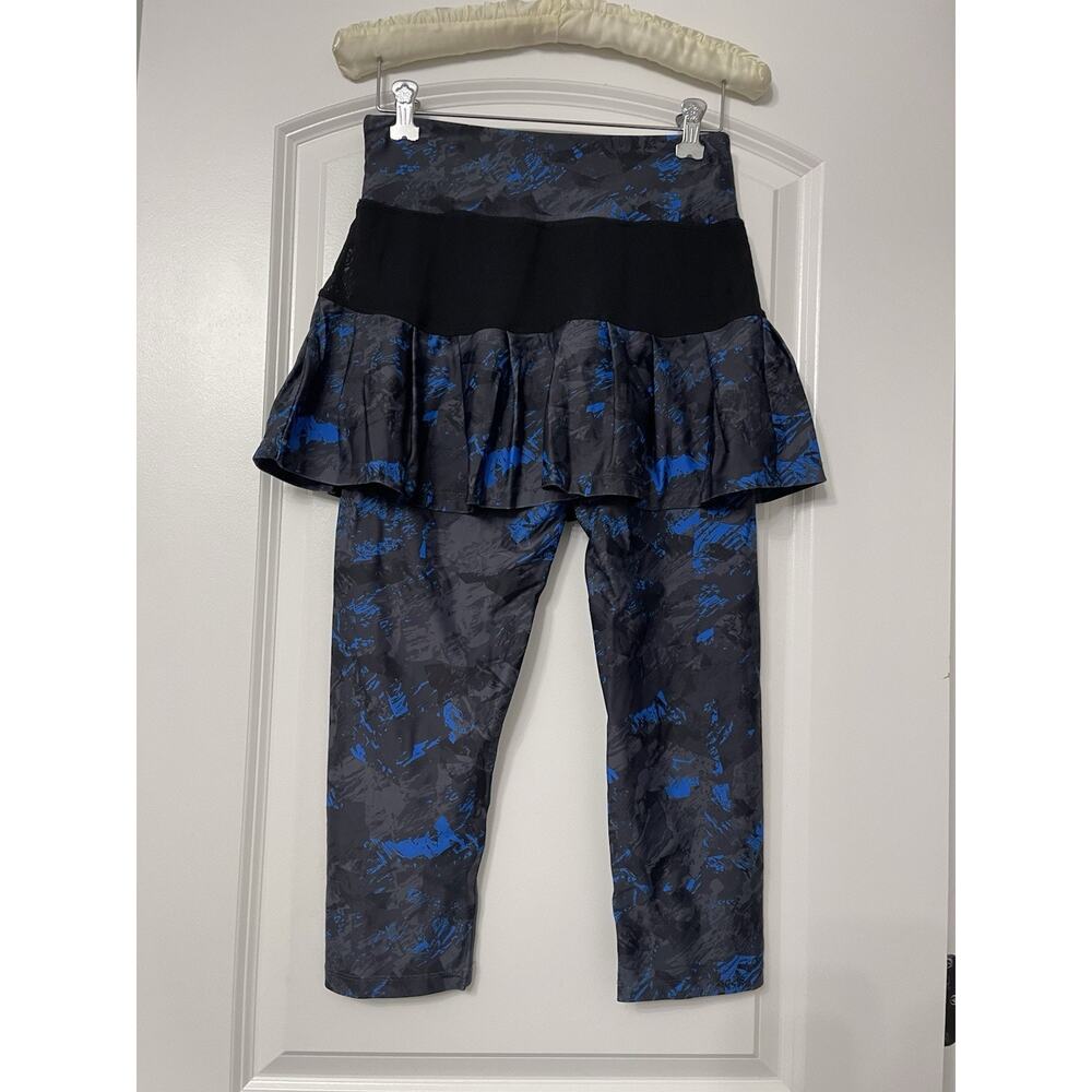 Anivivo Activewear Skort Leggings Medium Blue Black Abstract Print Capris - Picture 3 of 5